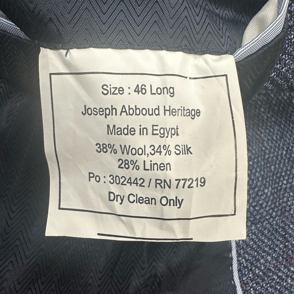 Joseph Abboud E. Thomas Men’s Blazer “Indigo Blue” Size 46 Long- wool linen silk - Picture 6 of 8